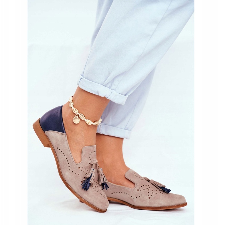 Scarpe brogue da donna Maciejka in pelle Mocassini Beige 04484-04 / 00-5 1
