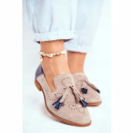 Scarpe brogue da donna Maciejka in pelle Mocassini Beige 04484-04 / 00-5 2