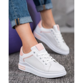 Weide Sneakers in ecopelle bianco rosa 1