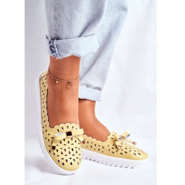 S.Barski Mocassini da donna in pelle traforata LR71515 Yellow Murrieta giallo 1