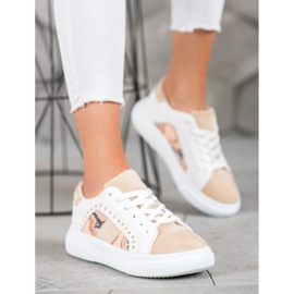 SHELOVET Sneakers alla moda sulla piattaforma bianco marrone 1