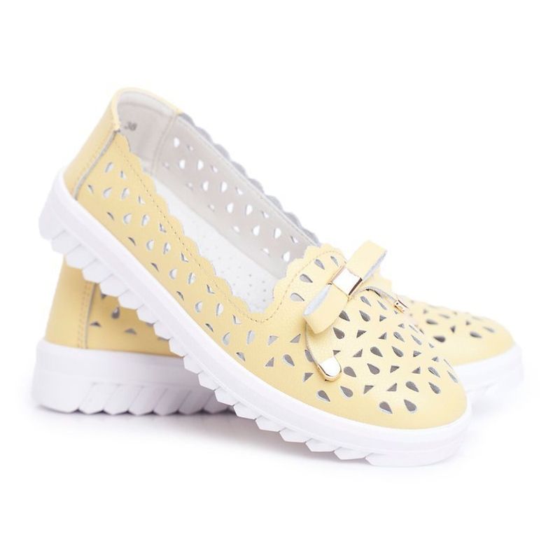 S.Barski Mocassini da donna in pelle traforata LR71515 Yellow Murrieta giallo 2
