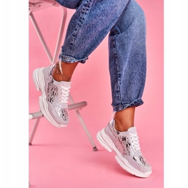 S.Barski Scarpe sportive da donna Sneakers in pelle argento Palm Bay grigio 1