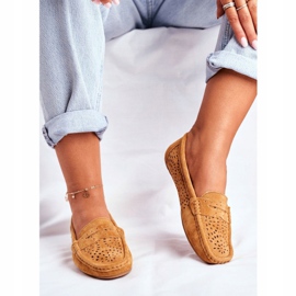 S.Barski Mocassini da donna con pelle traforata Camel Salem marrone 1