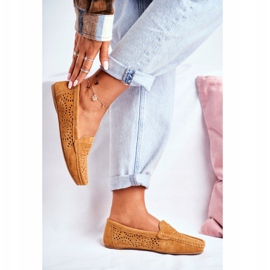 S.Barski Mocassini da donna con pelle traforata Camel Salem marrone 2