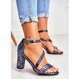 Sandali da donna con tacco alto Sergio Leone Navy Blue Husk SK870 blu navy 1