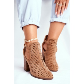 Stivali Donna Con Tacco Camoscio Traforato Cammello Morrena marrone 1