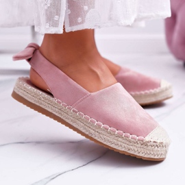 FRJ Espadrillas da donna in camoscio rosa contorno 1