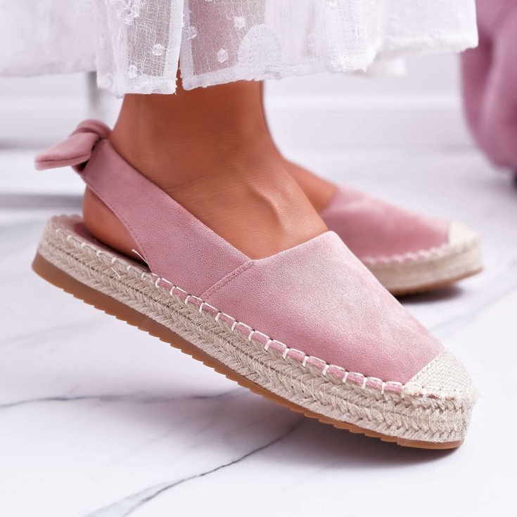 FRJ Espadrillas da donna in camoscio rosa contorno 1
