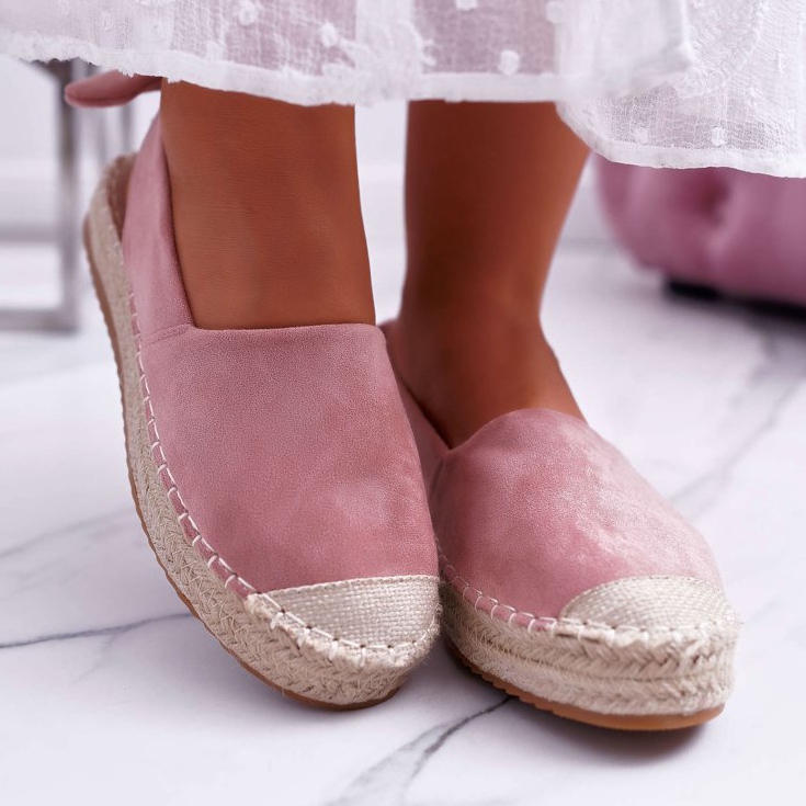 FRJ Espadrillas da donna in camoscio rosa contorno 2