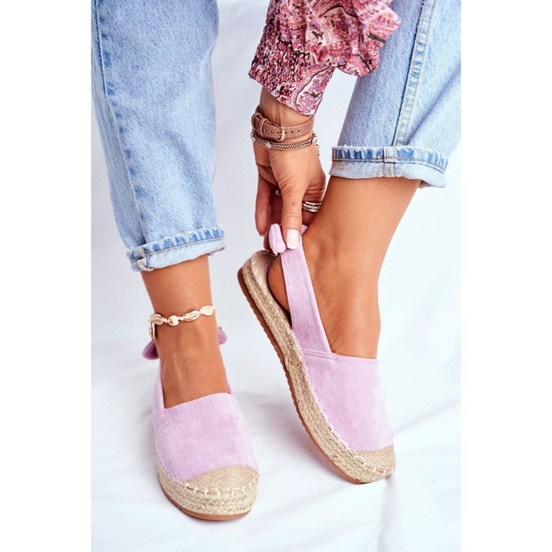 FRJ Espadrillas da donna in camoscio viola contorno 1