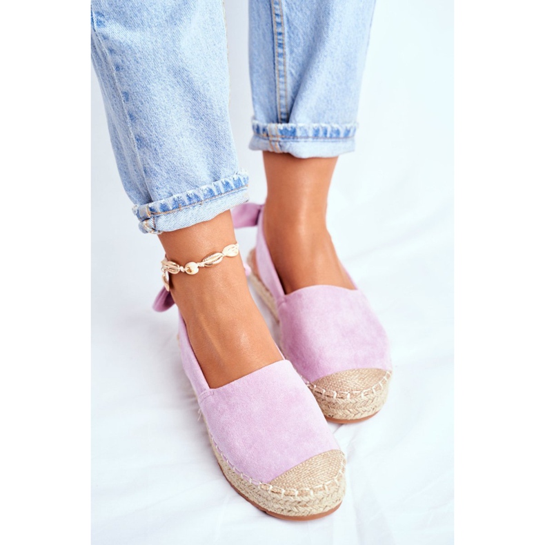 FRJ Espadrillas da donna in camoscio viola contorno 2