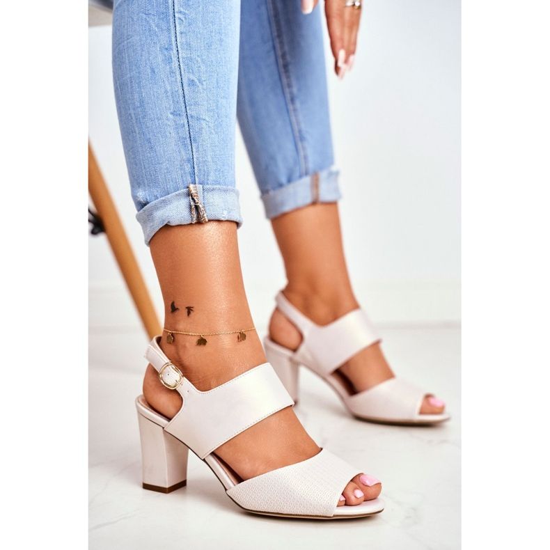 Sandali Donna Con Tacco Alto Sergio Leone Beige Perła SK778 1
