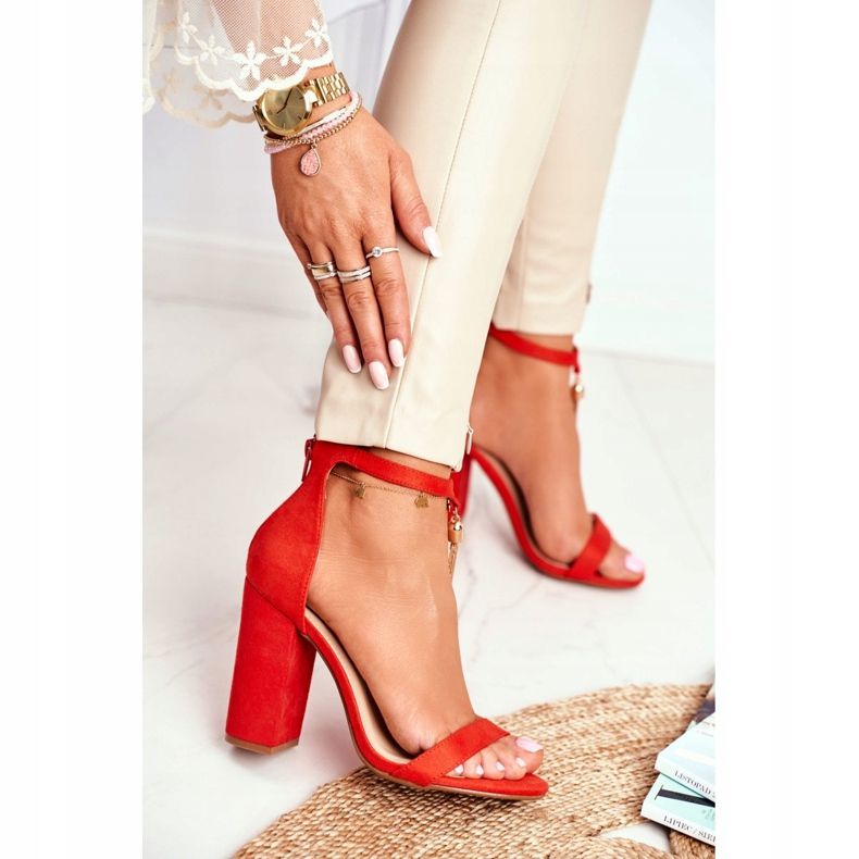 FW1 Sandali in pelle scamosciata arancioni su barra con frange Annick arancia 2