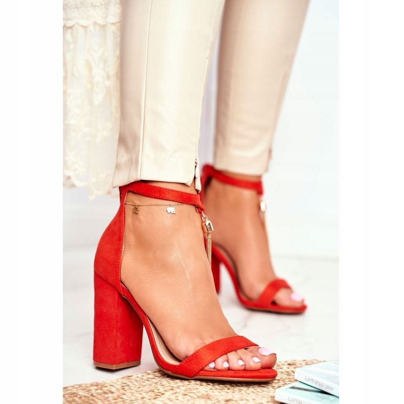 FW1 Sandali in pelle scamosciata arancioni su barra con frange Annick arancia 1