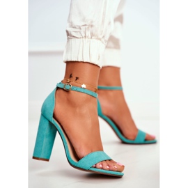 ADY Sandali da donna con tacco in camoscio verde Anastasie 2