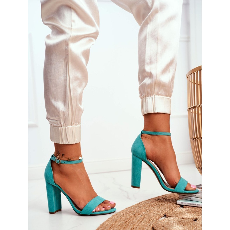 ADY Sandali da donna con tacco in camoscio verde Anastasie 1