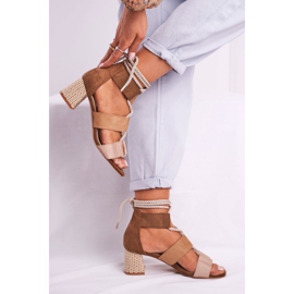 Bellucci Sandali Da Donna Con Tacco In Camoscio Beige Beckie 2
