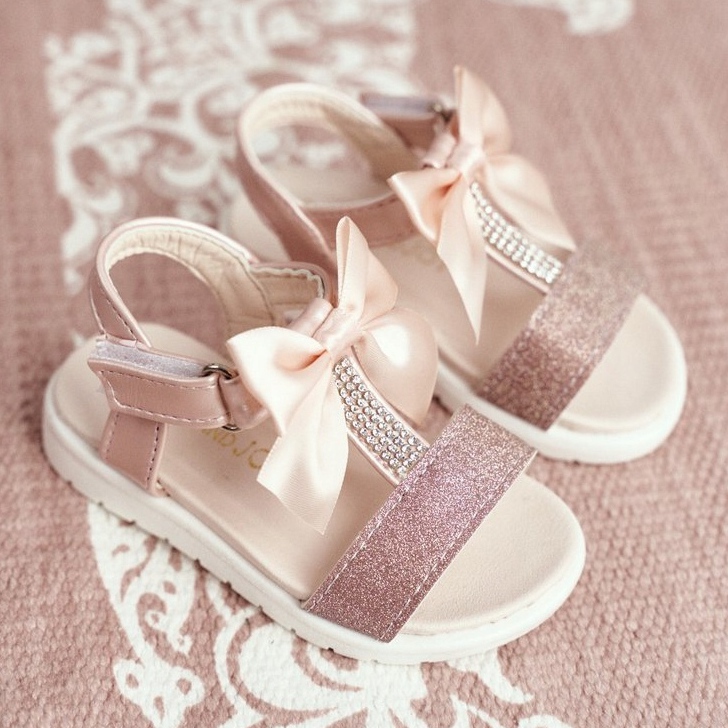 FRROCK Sandali Da Bambina Con Velcro Per Bambina Champagne Bella rosa giallo 1