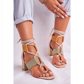Bellucci Sandali Da Donna Su Un Tacco In Camoscio Colorato Beckie marrone multicolore 1