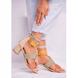 Bellucci Sandali Da Donna Su Un Tacco In Camoscio Colorato Beckie marrone multicolore 2