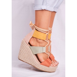 Bellucci Sandali da donna su espadrillas con zeppa Colorful Beautiful One marrone multicolore 2