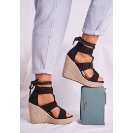 Bellucci Sandali da donna su espadrillas con zeppa neri Beautiful One nero 2