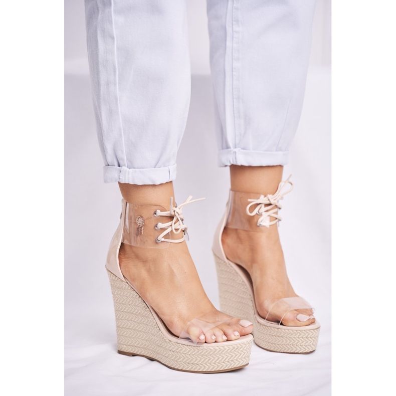 FB1 Sandali da donna con zeppa Beige Beautiful Way 1