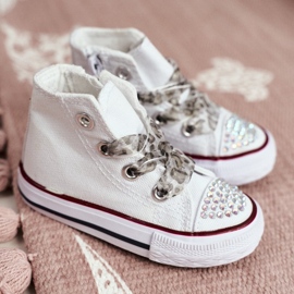 FRROCK Sneakers Bambini Alte Bianche Strass Smile bianco 1