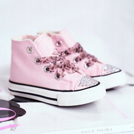 FRROCK Sneakers per bambini High Pink Strass Smile rosa 1