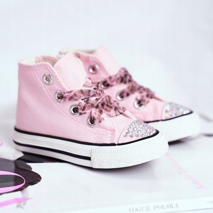 FRROCK Sneakers per bambini High Pink Strass Smile rosa 1