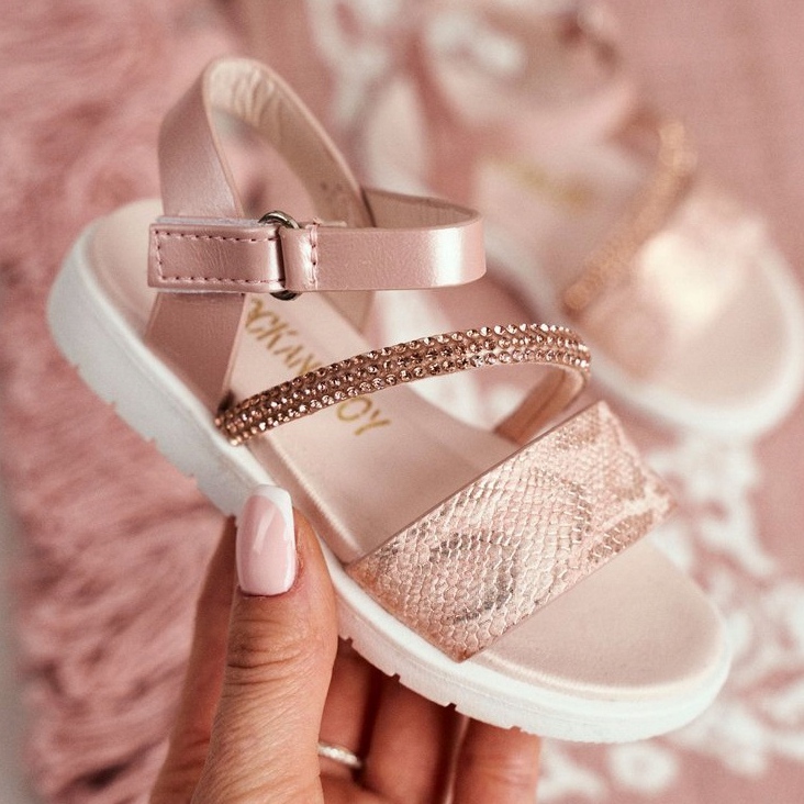 FRROCK Sandali Da Bambina Con Velcro Per Bambina Rosa Lilo 1