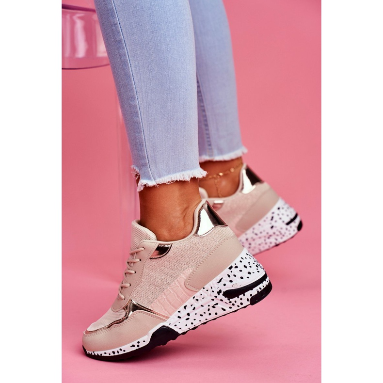 Scarpe Sportive Donna Zeppa Nascosta Beige Mollen 1