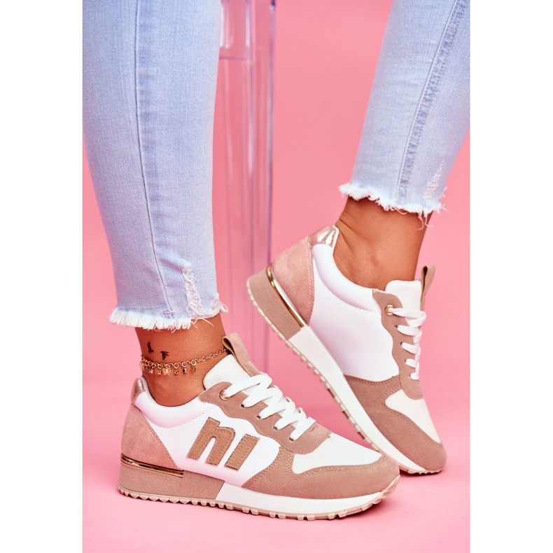 BUGO Scarpe Sportive da Donna Bianche e Beige Funky bianca marrone rosa 1
