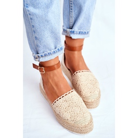 HAN Espadrillas da donna su piattaforma di lino primavera palmo beige 2