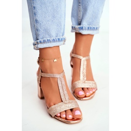 HAN Sandali da donna con tacco Glitter Champagne Perfecto rosa giallo 2