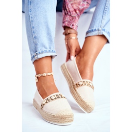 HAN Espadrillas da donna su piattaforma di lino beige Mindi 1