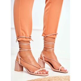 HAN Sandali da donna su un tacco allacciati Beige Morning 2