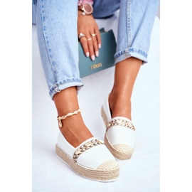 HAN Espadrillas da donna su piattaforma di lino bianca Midi bianco 1