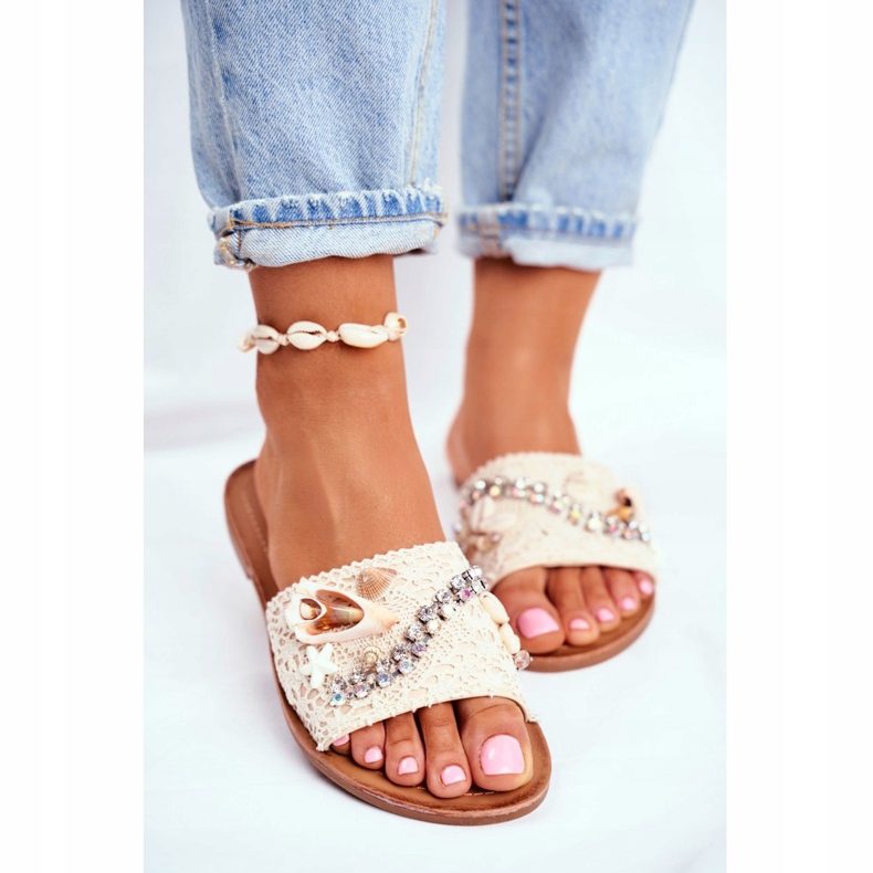 HAN Pantofole Donna Beige Con Conchiglie Spagna 2