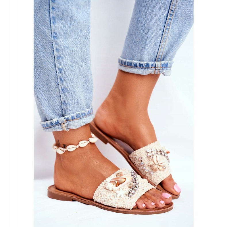 HAN Pantofole Donna Beige Con Conchiglie Spagna 1
