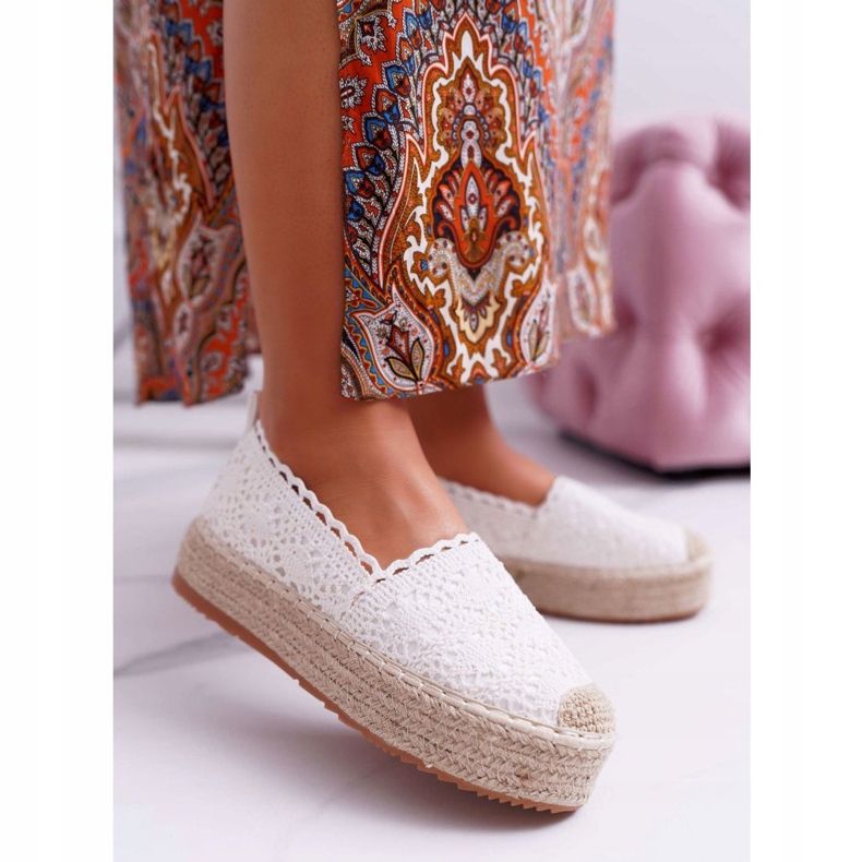 ADY Espadrillas da donna in pizzo bianco Desante Platform 1