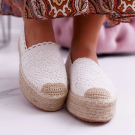 ADY Espadrillas da donna in pizzo bianco Desante Platform bianca 2