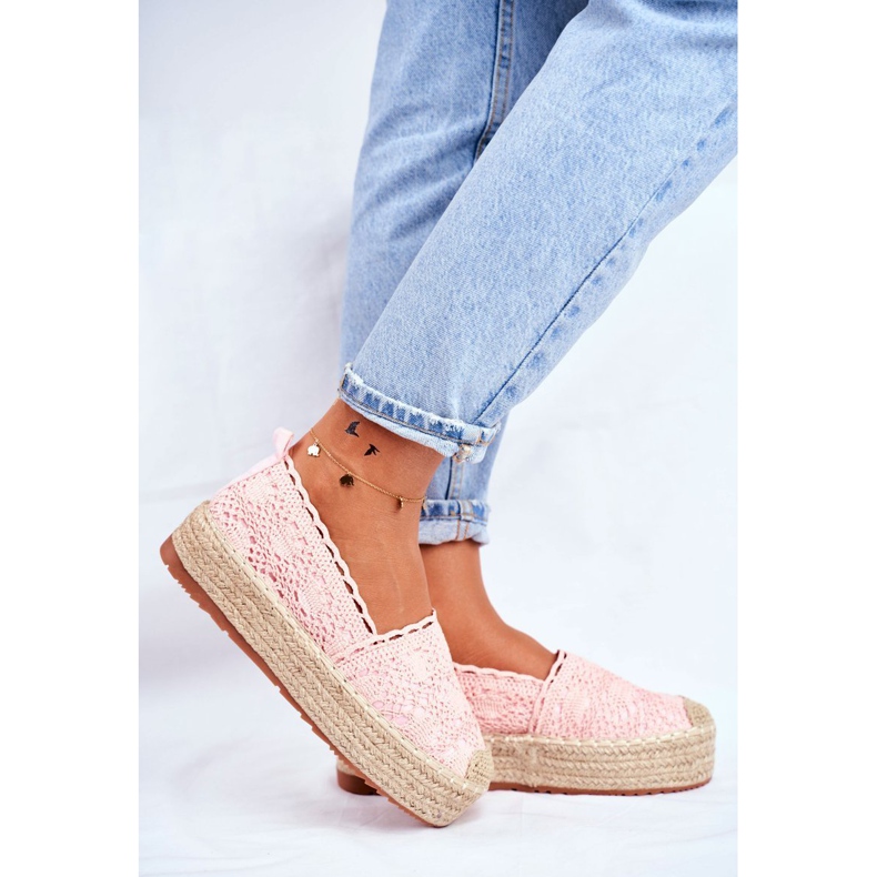 ADY Espadrillas da donna in pizzo rosa Desante Platform 2