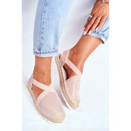 ADY Espadrillas da donna con motivo glitter rosa intagliato 2