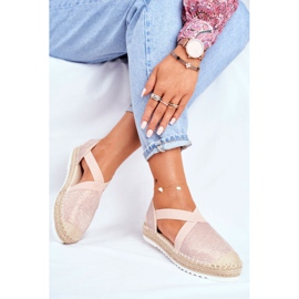ADY Espadrillas da donna con motivo glitter rosa intagliato 1