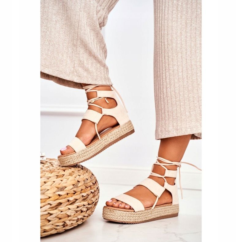 Espadrillas Da Donna Sulla Piattaforma Legate Beige Fuerta 1