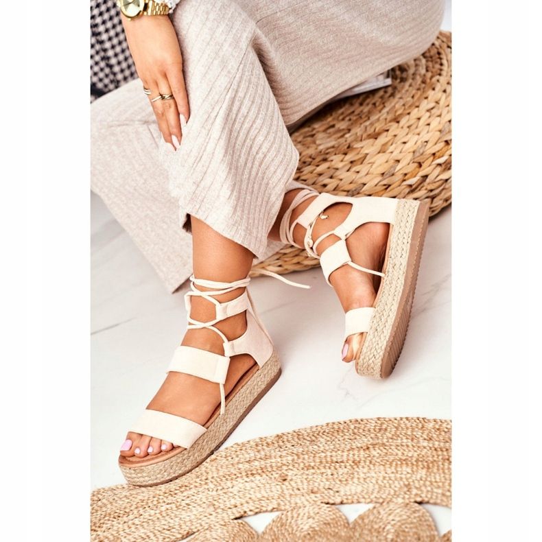 Espadrillas Da Donna Sulla Piattaforma Legate Beige Fuerta 2