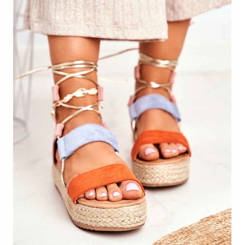 Espadrillas Da Donna Sulla Piattaforma Legate Arancioni Fuerta arancia 2