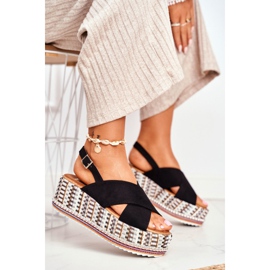 ADY Sandali da donna sulle espadrillas con zeppa Black Sandy nero 2